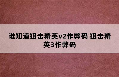 谁知道狙击精英v2作弊码 狙击精英3作弊码